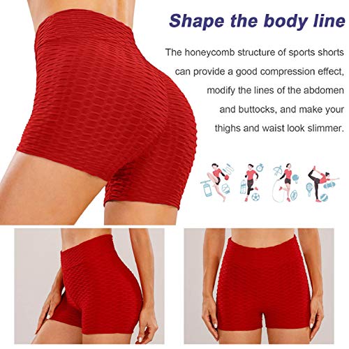 heekpek Pantalon Corto Deporte Mujer Push Up Leggins Cortos Mujer Elástico Alta Cintura Shorts de Fitness de Nido de Abeja para Gym y Yoga