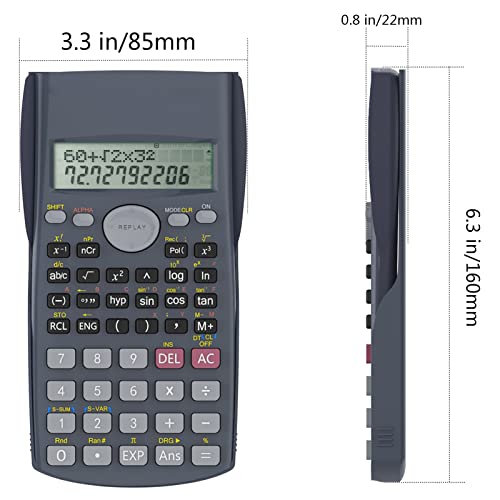 Helect Calculadora Científica de Ingeniería de 2 Líneas, Adecuada Compatible Escuelas y Negocios, Negro