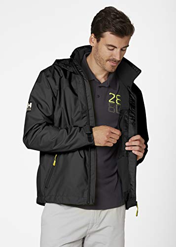 Helly Hansen Crew Hooded Midlayer - Chaqueta Impermeable, Cortavientos y Transpirable, con Forro Polar y Capucha Integrados, Hombre, Negro (990 Black), XL