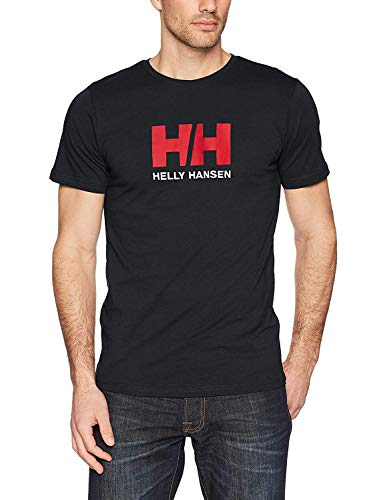 Helly Hansen T-Shirt Camiseta de Manga Corta Hecha de algodón, con Logo HH en el Pecho, Azul Marino, XL para Hombre