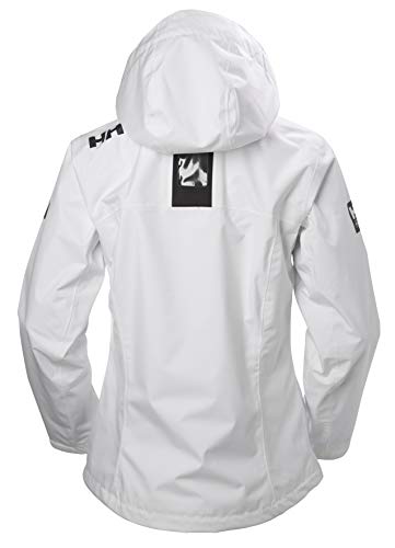 Helly Hansen W Crew Hooded Midlayer Chaqueta Impermeable, Cortavientos y Transpirable, con Capucha, Mujer, Blanco, S