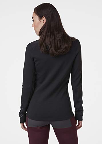 Helly Hansen W Lifa Merino Midweight Crew Camiseta Manga Larga, Mujer, Black, M