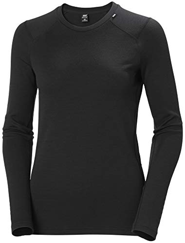 Helly Hansen W Lifa Merino Midweight Crew Camiseta Manga Larga, Mujer, Black, M