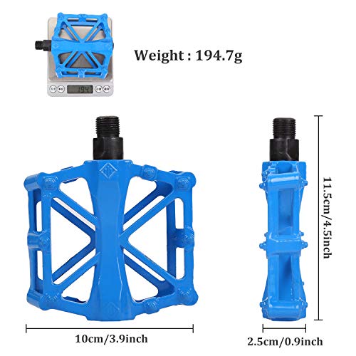 Herefun Pedales Bicicleta de Montaña, Pedal de Bicicleta Aleación de Aluminio Antideslizante Durable, Pedales Bicicleta 9/16 Pulgadas para MTB, BMX, Bicicleta Urbana, Bicicleta de Carretera (Azul)