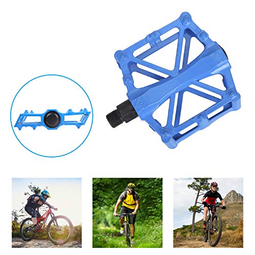 Herefun Pedales Bicicleta de Montaña, Pedal de Bicicleta Aleación de Aluminio Antideslizante Durable, Pedales Bicicleta 9/16 Pulgadas para MTB, BMX, Bicicleta Urbana, Bicicleta de Carretera (Azul)