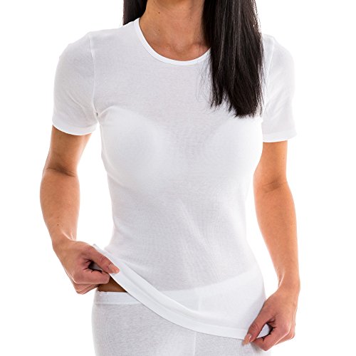HERMKO 1800 Kit de 3 Camisetas Interiores Manga Corta para Mujer, 100% algodón, Farbe:Blanco, Größe Damen:48/50 (XL)