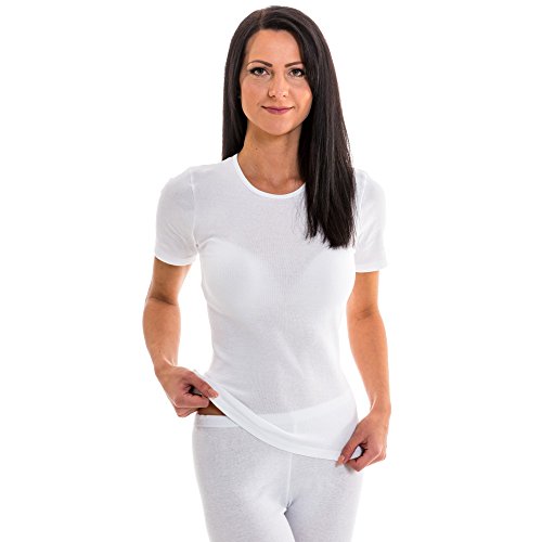 HERMKO 1800 Kit de 3 Camisetas Interiores Manga Corta para Mujer, 100% algodón, Farbe:Blanco, Größe Damen:48/50 (XL)