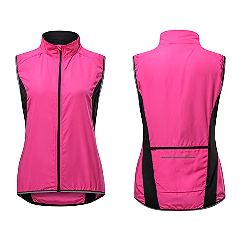 Heroine Chaleco Cortavientos Ciclismo Mujer Chaleco Bici Reflectante Impermeable Chaleco Bicicleta Transpirable Chaleco Ciclismo, Escalada, Correr, equitación con 1 par de Mangas,Rosado,M