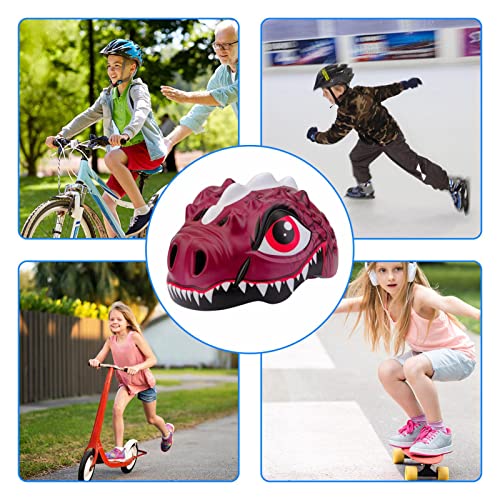 herommy De Dinosaurio de Dibujos Animados de Casco de Bicicleta para niños - Casco de Ciclismo de monopatín Transpirable, Ligero y Ajustable | Casco Protector para niños para Patinaje en Bicicleta