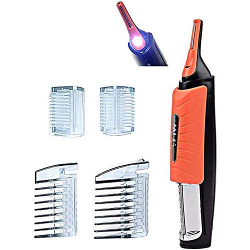Herramienta de depilación de afeitado 2 en 1 con luz LED Bigote Maquinilla de afeitar eléctrica para cabello con afeitadora de Micro a todo el cuerpo para hombres y mujeres