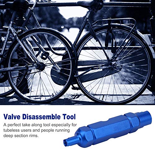 Herramienta de desmontaje de la válvula, aleación de aluminio, multifunción, extractor del núcleo de la válvula de la bicicleta Tubo de bicicleta azul Desmontaje de la válvula del neumático Quitar las