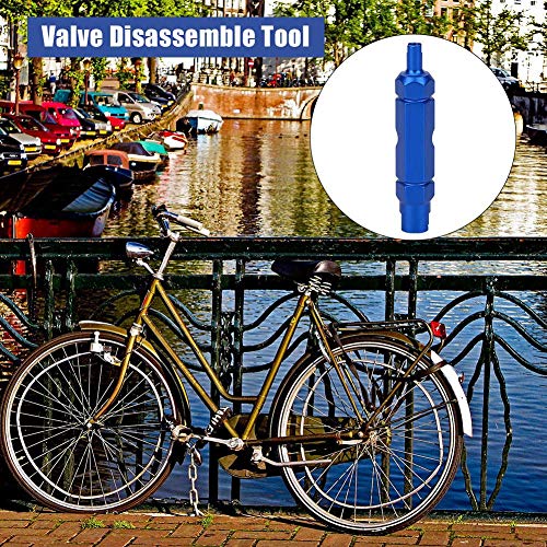 Herramienta de desmontaje de la válvula, aleación de aluminio, multifunción, extractor del núcleo de la válvula de la bicicleta Tubo de bicicleta azul Desmontaje de la válvula del neumático Quitar las