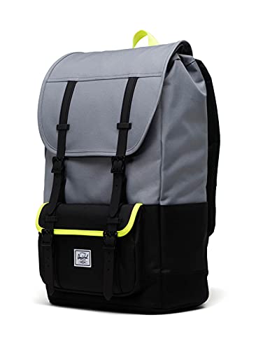 Herschel Little America Pro - Mochila unisex para adulto, Grey/Black/Safety Yellow, Talla única, informal.