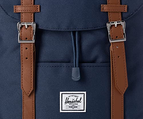 Herschel Retreat Mochila Mediana, 16.25 x 11 x 4.75 cm, Azul (Navy/Tan Synthetic Leather)