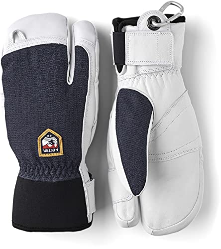 Hestra Army Leather Patrol - Guantes de esquí y Snowboard (3 Dedos), Azul Marino, 9