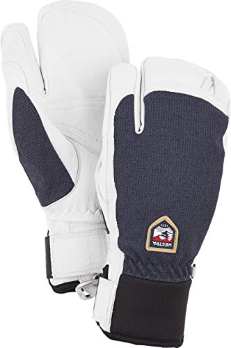 Hestra Army Leather Patrol - Guantes de esquí y Snowboard (3 Dedos), Azul Marino, 9