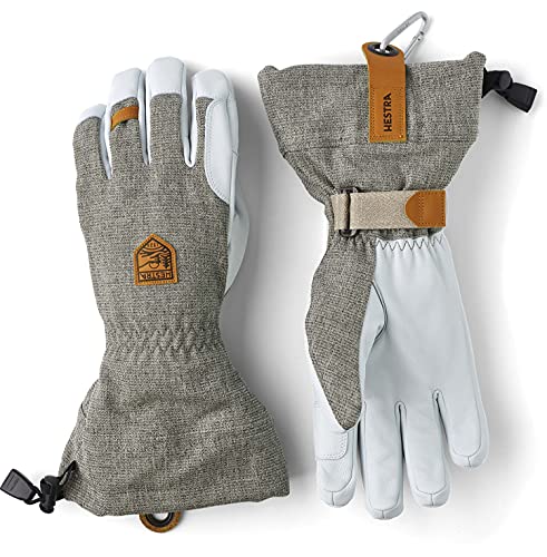 Hestra Guantes de cuero para la nieve de la Patrulla del Ejército – Guantes de cuero clásicos para las montañas – gris claro – 6