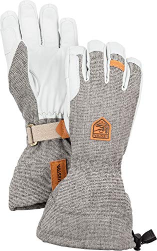 Hestra Guantes de cuero para la nieve de la Patrulla del Ejército – Guantes de cuero clásicos para las montañas – gris claro – 6