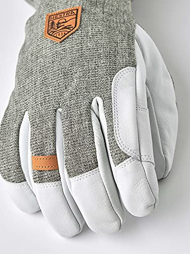 Hestra Guantes de cuero para la nieve de la Patrulla del Ejército – Guantes de cuero clásicos para las montañas – gris claro – 6