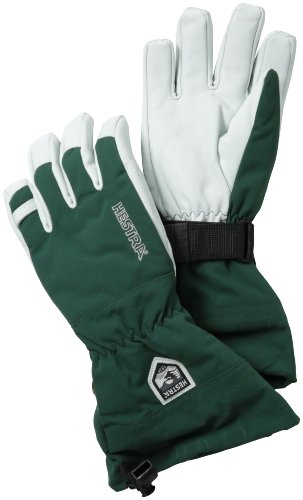 Hestra – Guantes de heliesquí de Cuero Militar con guantelete, Hombre Mujer, Color Verde, tamaño 9