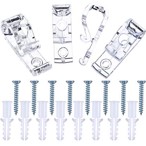 Hestya Clips en P Transparentes de Cortina de Persianas Enrollables Romanas Tornillos Ganchos para Persianas Enrollables Romanas Verticales Control de Cuerda Cadena de Bola (4 Juegos)