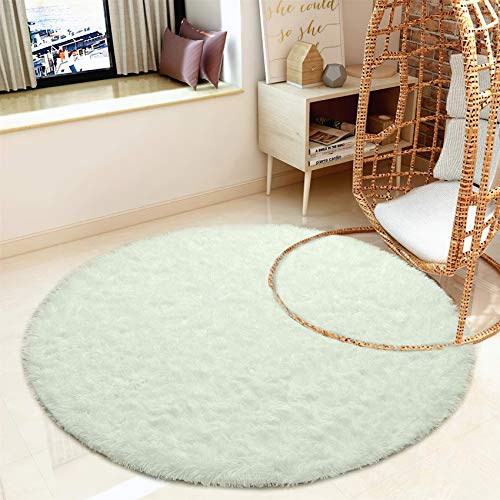 HETOOSHI alfombras mullidas de Interior súper Suaves y mullidas de Terciopelo Linda Alfombra de Dormitorio mullidaAdecuado para salón Dormitorio baño sofá Silla cojín (Blanco, 100 x 100 cm)