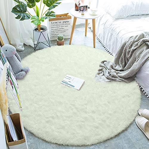 HETOOSHI alfombras mullidas de Interior súper Suaves y mullidas de Terciopelo Linda Alfombra de Dormitorio mullidaAdecuado para salón Dormitorio baño sofá Silla cojín (Blanco, 100 x 100 cm)