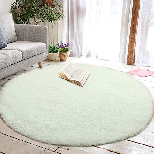 HETOOSHI alfombras mullidas de Interior súper Suaves y mullidas de Terciopelo Linda Alfombra de Dormitorio mullidaAdecuado para salón Dormitorio baño sofá Silla cojín (Blanco, 100 x 100 cm)