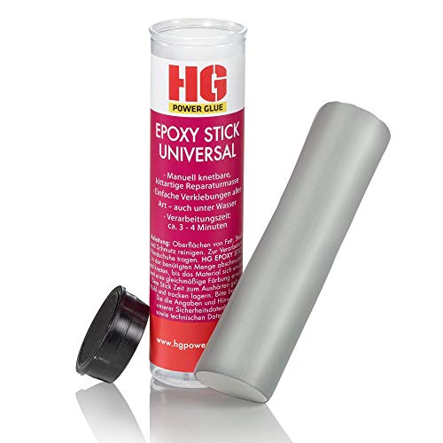 HG POWER GLUE Plastilina epoxi de 2 componentes La plastilina de reparación especial se adhiere perfectamente al metal, hierro, latón, vidrio, aluminio, madera, fibra de vidrio, cobre, acero (1x 56g)