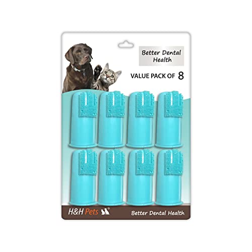 H&H Pets - Cepillo de dientes profesional para perros y perros, gran higiene dental, opción de silicona, paquete de 4 u 8 (tamaño grande (cerdas estándar), 8 unidades)