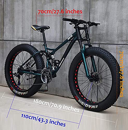 HHORB Bicicletas De Montaña De 26", Bicicleta De 24 Velocidades, Bicicleta De Trail De Montaña con Neumáticos Gruesos para Adultos, Marco De Acero con Alto Contenido De Carbono, Doble Suspensión,Rojo