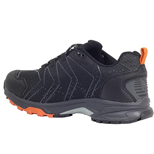 HI-TEC Zapatillas de Trekking Hombre RONCAL Low,Calzado Senderismo Hombre, Soft Shell Impermeable (Black/Orange, Numeric_42)