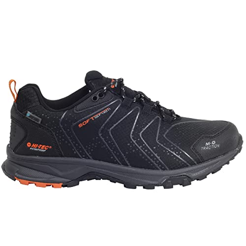 HI-TEC Zapatillas de Trekking Hombre RONCAL Low,Calzado Senderismo Hombre, Soft Shell Impermeable (Black/Orange, Numeric_42)