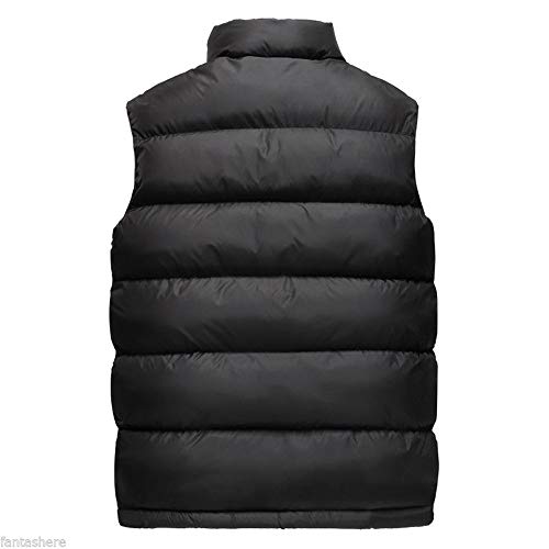 hibote Chaleco acolchado para hombre, para exteriores, con cuello alto, estrecho, para otoño, invierno, tiempo libre, cálido, corto, sin mangas, talla grande, 4 colores, M-6XL Negro XXXXXL