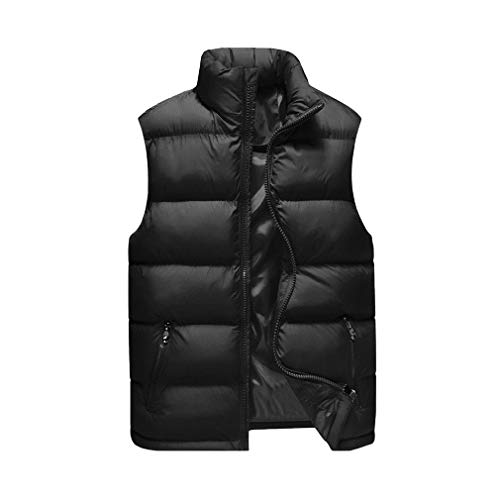 hibote Chaleco acolchado para hombre, para exteriores, con cuello alto, estrecho, para otoño, invierno, tiempo libre, cálido, corto, sin mangas, talla grande, 4 colores, M-6XL Negro XXXXXL