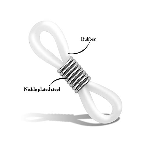 Hifot 40pcs Accesorio Conector para Cadena Gafas Antideslizante Cordón Extremos de Silicona para Correa Gafas Cuerda Gafas Soporte Blanco 22x5mm
