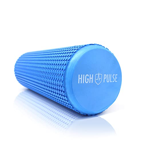 High Pulse Rodillo Pilates 43 x 15 cm + póster con ejercicios - Rodillo de espuma para músculos, fitness o masaje (Azul)