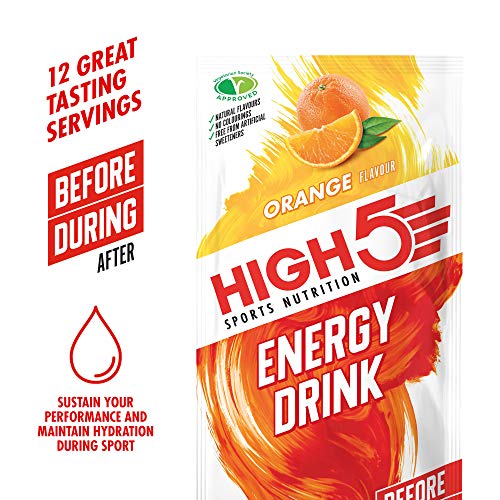 High5 High5 Bebida Energética Hidratante - Bebida Refrescante Con Mezcla Vegana De Carbohidratos Y Electrolitos - Naranja - 12 Bolsitas Energéticas De 47 Gramos 640 g
