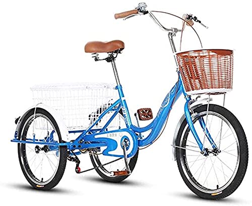 HIGHKAS Triciclo para Adultos, Triciclo portátil con Ruedas de 26 Pulgadas, Triciclo de Crucero de Carga híbrido de una Velocidad, Bicicleta de 3 Ruedas, Canasta de Carga para Compras
