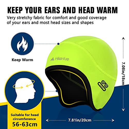 HIKENTURE Gorro de Ciclismo de Invierno - [Amarillo neón] - Gorro de Invierno cálido para Hombres y Mujeres, para Mujeres, para Bicicletas - Tapa Inferior de Casco a Prueba Gorras de Bicicleta MTB B