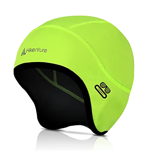 HIKENTURE Gorro de Ciclismo de Invierno - [Amarillo neón] - Gorro de Invierno cálido para Hombres y Mujeres, para Mujeres, para Bicicletas - Tapa Inferior de Casco a Prueba Gorras de Bicicleta MTB B