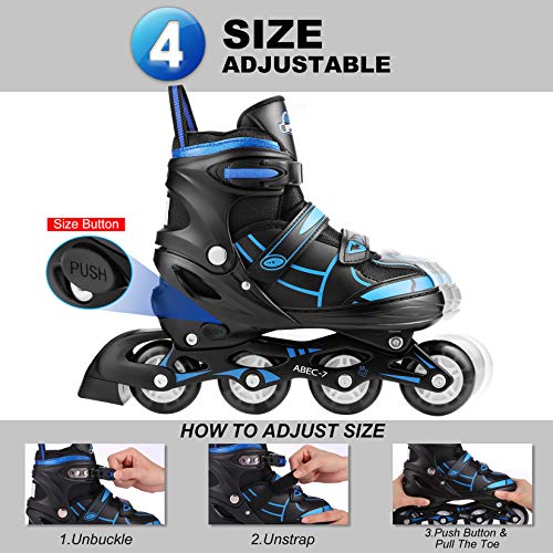 Hikole Patines en Línea para Niñas y Niños Patines 4 Ruedas Ajustable con Luz Tamaño 30-41 per Niños y Adulto(L,38-41)