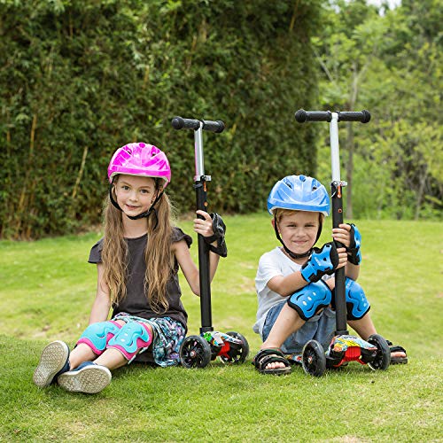 Hikole Patinete de 3 Ruedas,Patinete Niños con Luces y Manillar Ajustable en Altura para Niñas y Niños de 3 a 12 Años