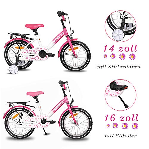 Hiland Bicicleta infantil para niñas a partir de 4 años de edad Space Shuttle bicicleta de 16 pulgadas, color rosa