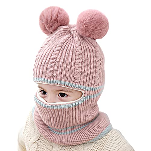Hileyu Sombreros de invierno para niños Pasamontañas para Niño Niña niño de invierno bufanda de sombrero cálido Sombrero y Bufandas Bebé Recien Nacido Invierno Cálidos Bufanda Pink