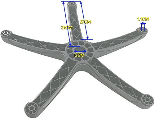HIMRY Base Silla Oficina 5 Radios, Negro Repuesto Base Silla Oficina Adecuado para 11 mm Ruedas, Sin Ruedecitas, Silla de Oficina Pierna, KXD5101 (KX_TKD5101)