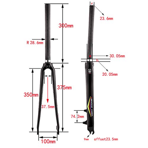 HIOD Horquilla de Bicicleta Horquillas de Fibra de Carbono Horquilla de Bicicleta de Carretera Freno de Disco Horquilla de Carbono para Juego de Ruedas 700C