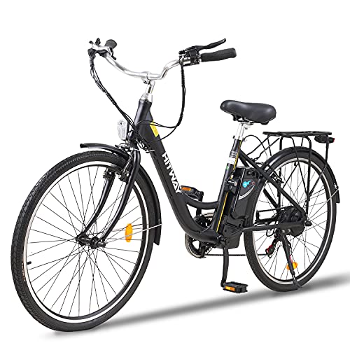 HITWAY Bicicleta eléctrica Urbana de 26 Pulgadas con Motor de 250 W, Caja de Cambios de 7 velocidades, Bicicletas eléctricas con batería de Litio extraíble de 36 V y 10,4 Ah 50 km