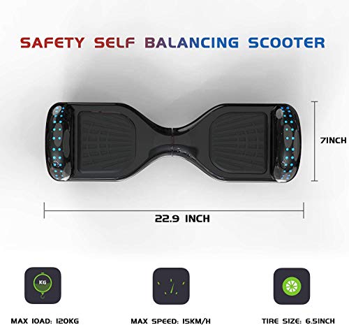 HITWAY Hoverboard de Overboard 6.5 Pulgadas y Hoverkart, Patinete Eléctrico Auto Equilibrio con Hoverkart, Scooter Eléctrico Bluetooth Asiento Kart, Self Balancing Scooter con LED, Regalo para Niños…