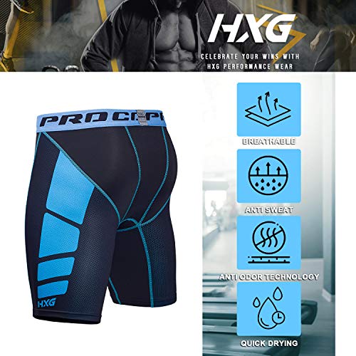 Hivexagon Pantalones Cortos de Compresión de Media Pierna para Deportes, Correr y Entrenamiento de Gimnasio SM008BUXL